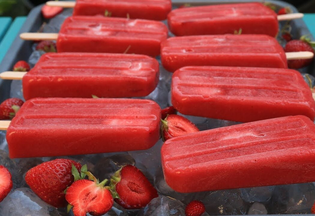 paletas de frutilla sanas