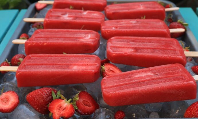 paletas de frutilla sanas